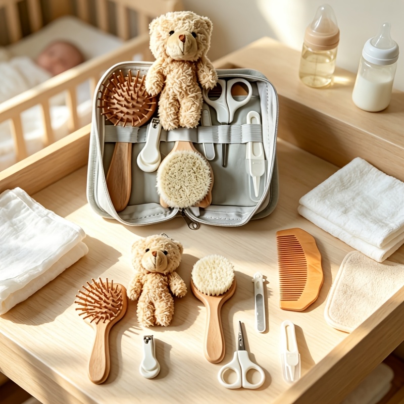 Baby Products Hygiene - Portable wooden baby daily care set,
