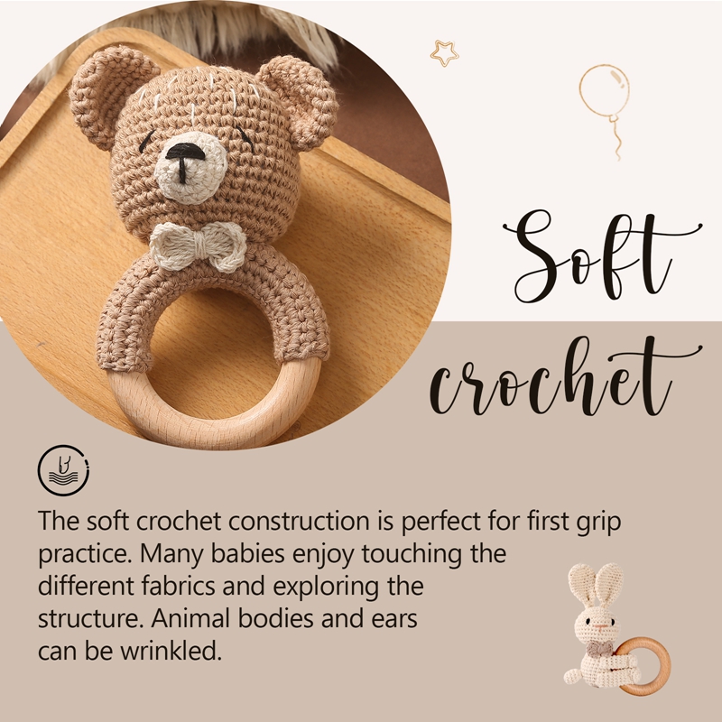 1PC Crochet Animal Bear Rattle - огляд і ціна Baby Products Pictures
